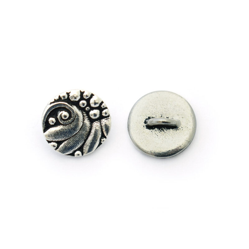 Tierracast Czech Round Button Antique Silver