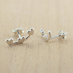 Sterling Silver Trio of Hearts Ear Studs