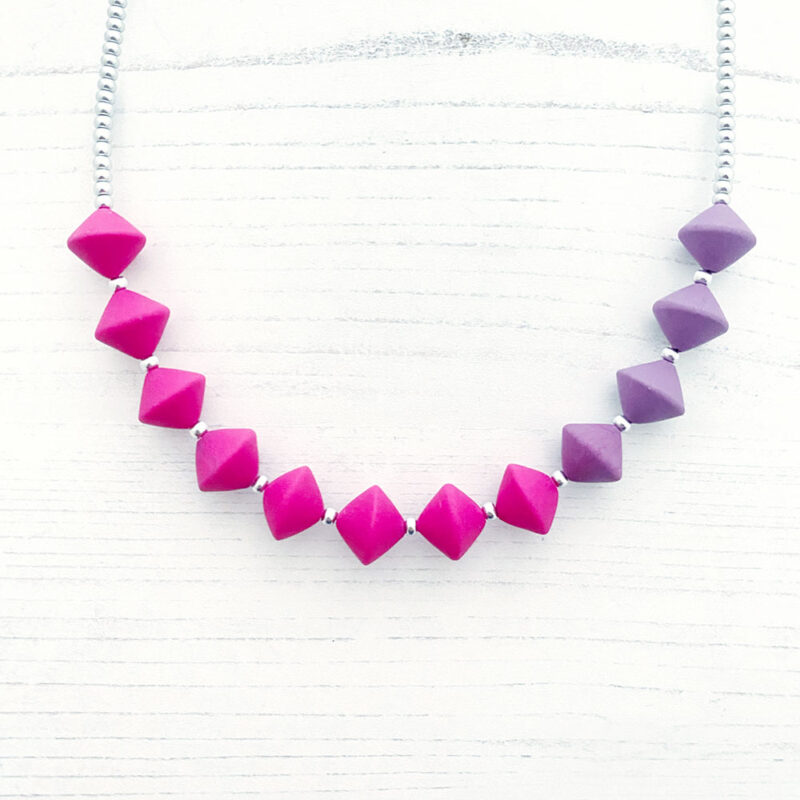 Necklace made with beads created by the bead roller