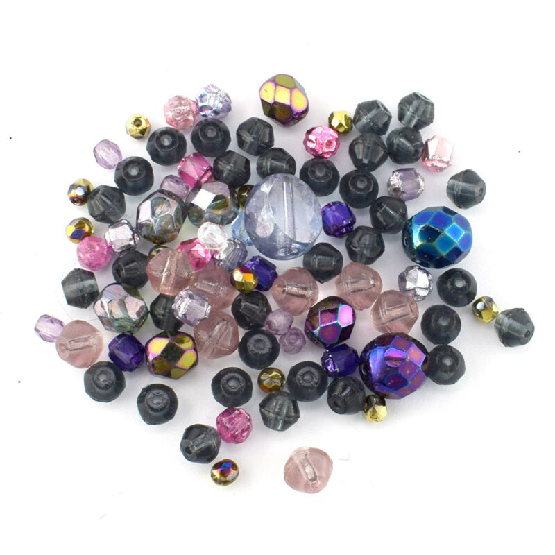 Purple Faceted Czech Glass Mix