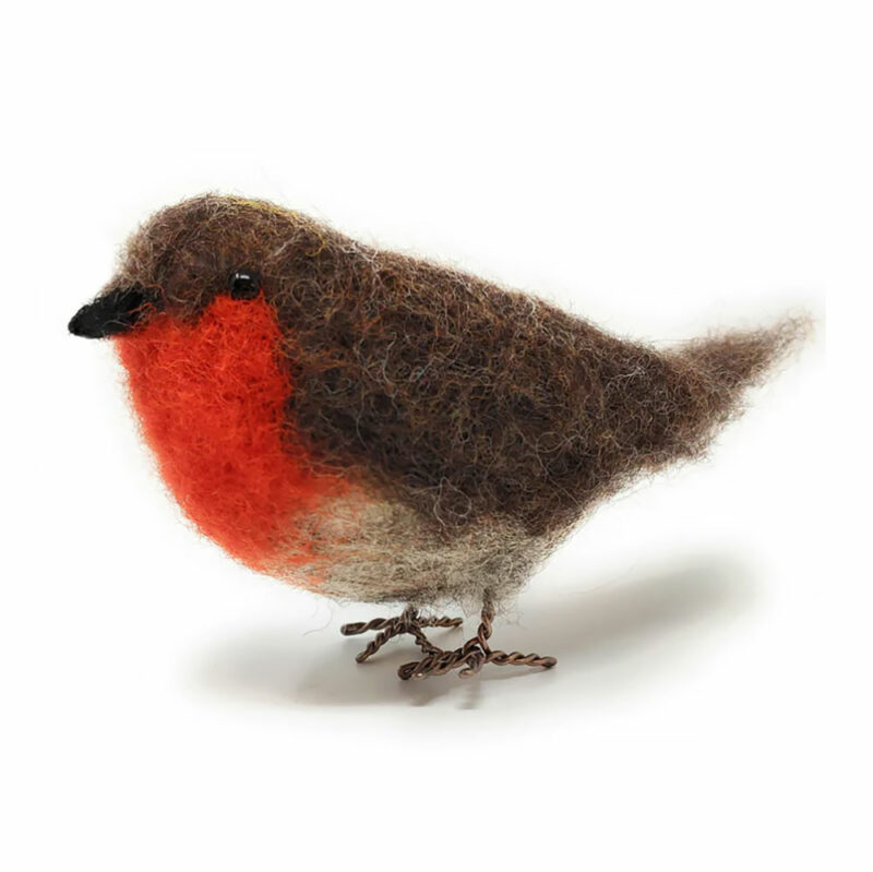 red robin needle felted bird