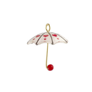 Acrylic Umbrella Pendant White with Red Hearts