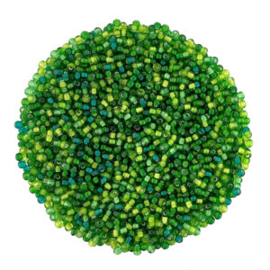 Size 10 White Lined Green Preciosa Seed Bead Mix