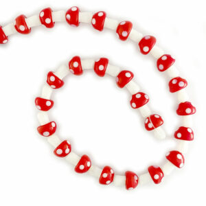 Red Glass Mushroom Beads