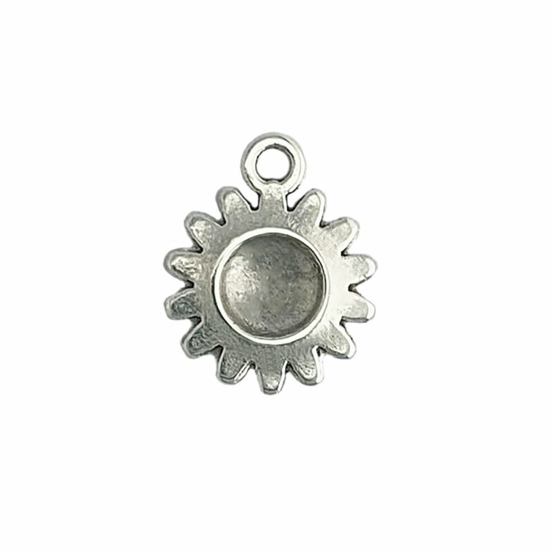 Sunflower Charm Antique Silver - reverse side