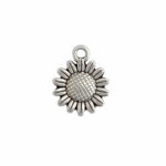 Sunflower Charm Antique Silver