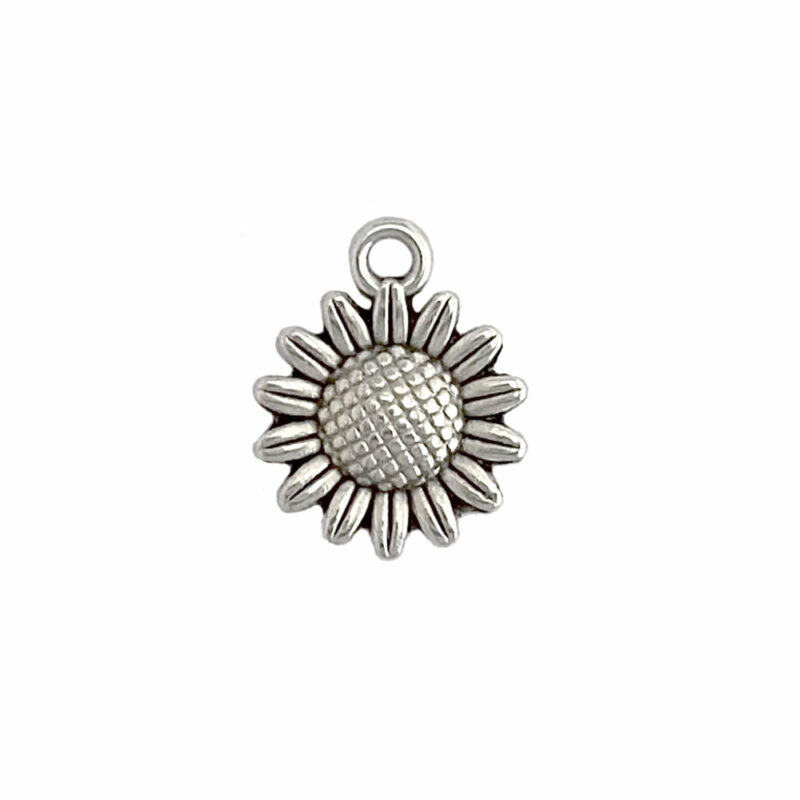 Sunflower Charm Antique Silver