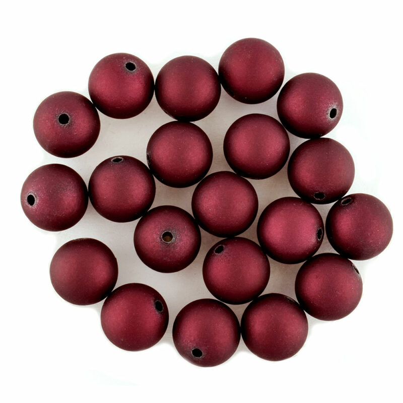 12mm Bordeaux Rubberised Acrylic Bead