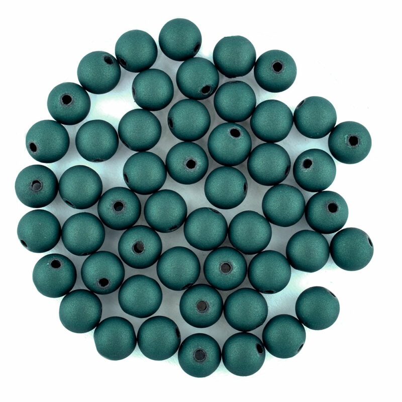 8mm dark green rubberised acrylic beads