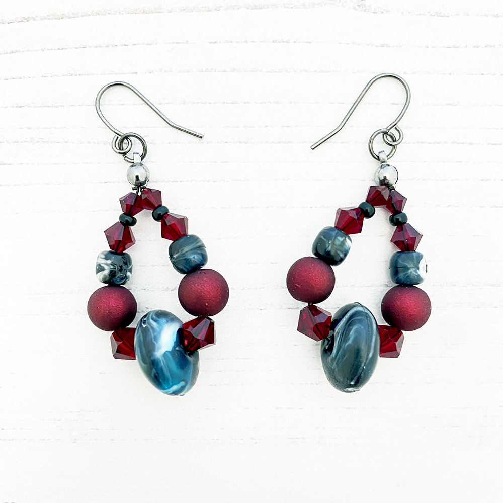 Elegant recycled plastic bead earrings