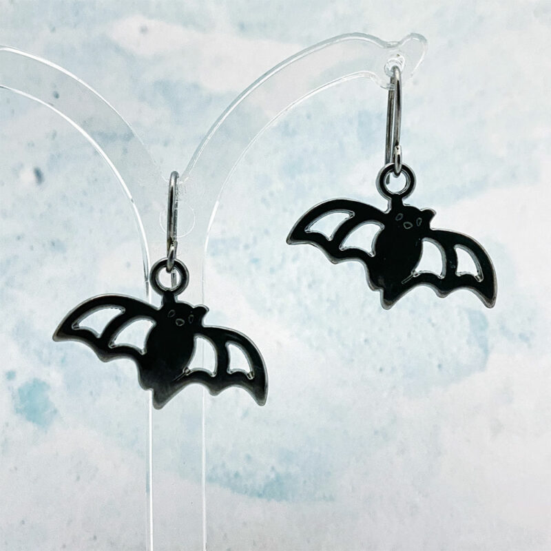 Cute Bat Charm Gunmetal earrings