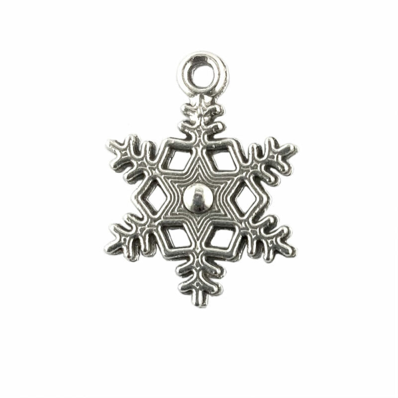 Small Snowflake Charm Antique Silver