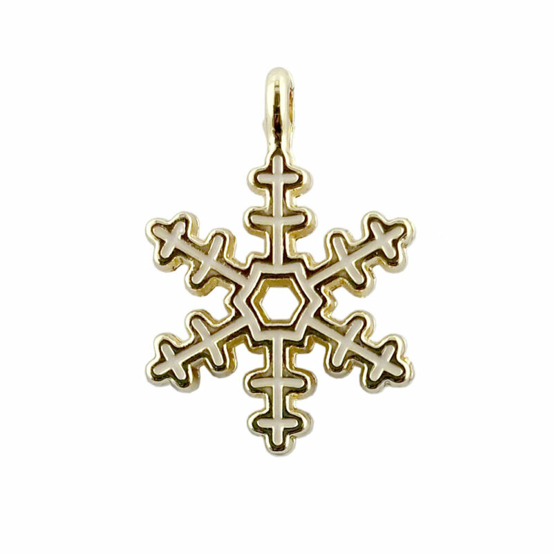 Enamel White Gold Snowflake Charm