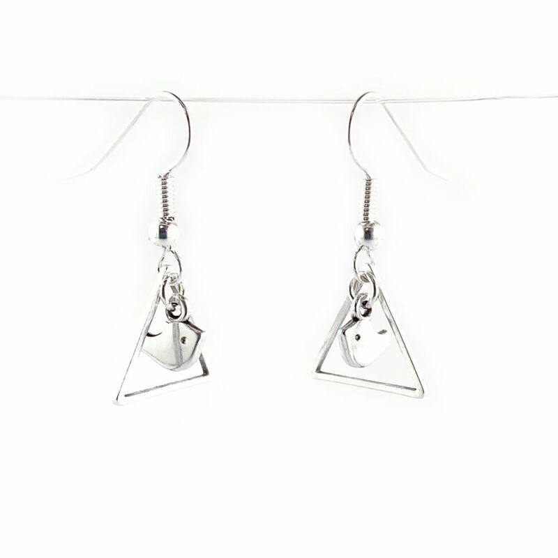 small bird metal charm earrings