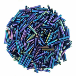 Preciosa 12mm iridescent blue bugle beads