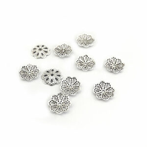 8mm Filigree Bead Caps Antique Silver