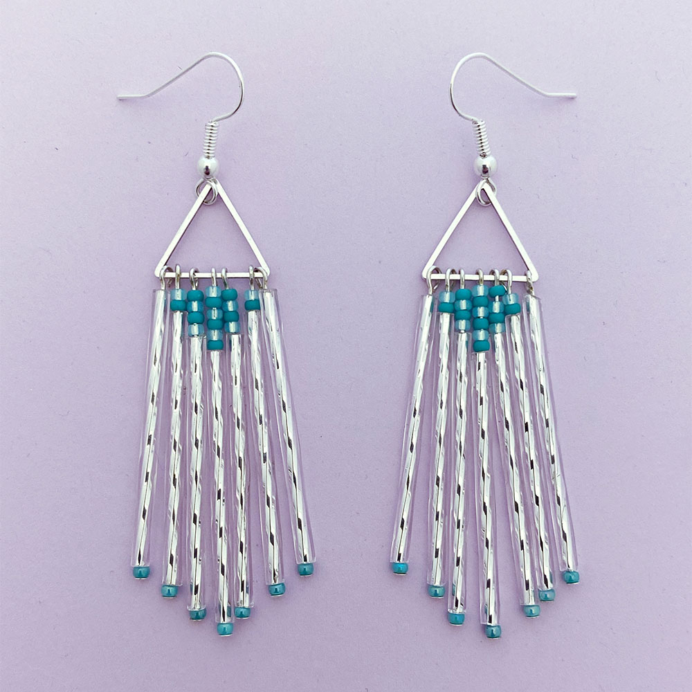 Ocean ripple bugle bead earrings