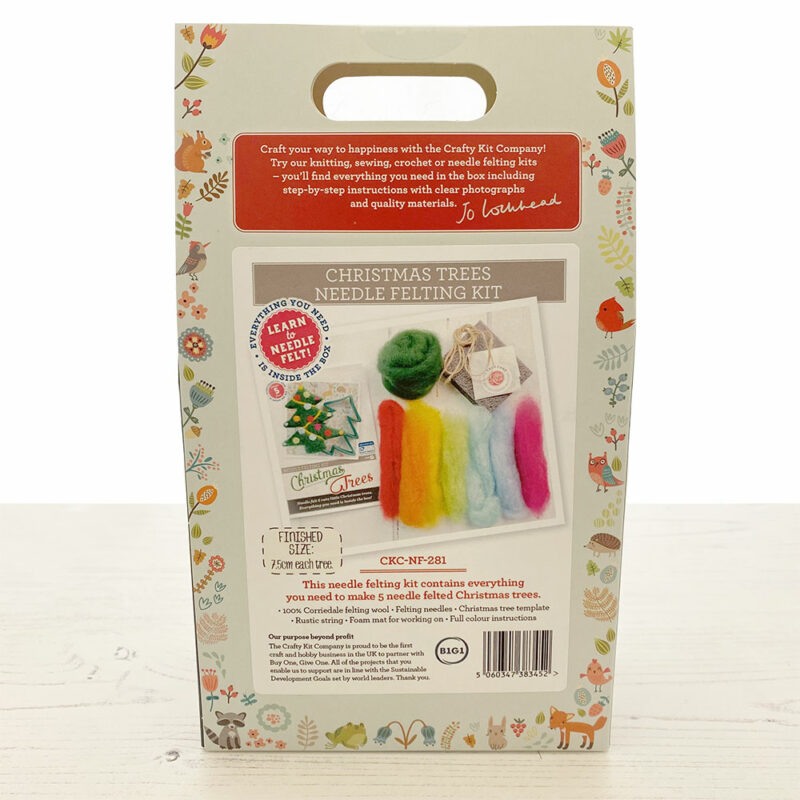 Christmas tree needle felting kit box back