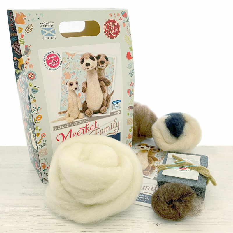 Meerkat family needle felting kit