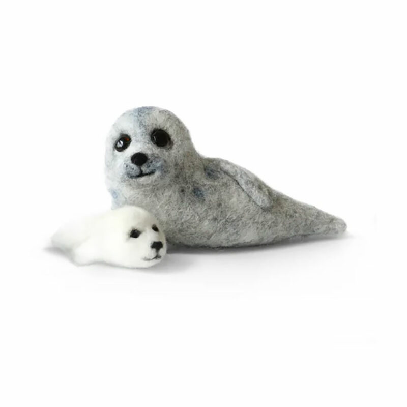 Seal & pup needle felting examples