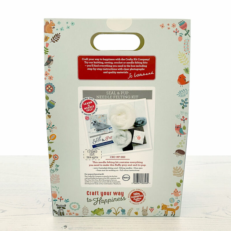 Seal & pup needle felting kit box back
