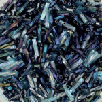 9mm Blue Mix Twisted Glass Bugle Beads