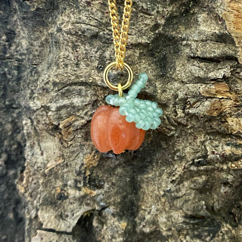 orange imperial jade pumpkin bead
