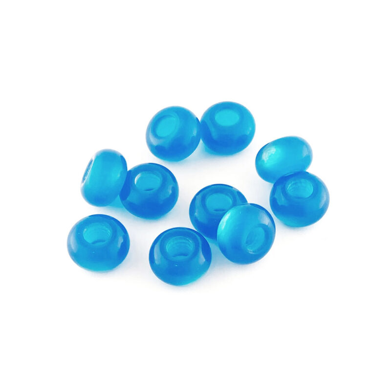 14mm Blue Resin Cats Eye Donut Beads