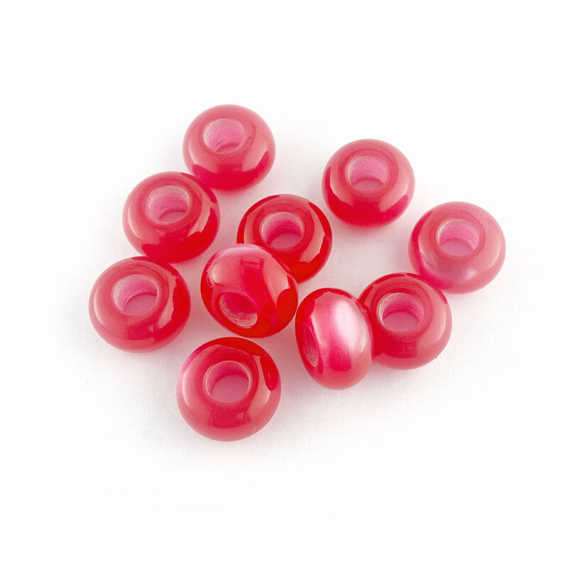 14mm Red Resin Cats Eye Donut Beads