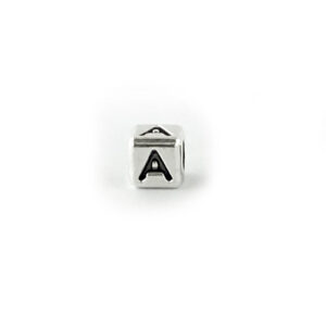 Metal cube letter bead A