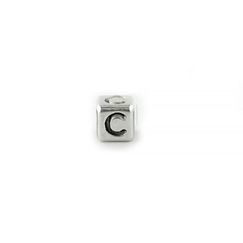 Metal Letter cube bead C