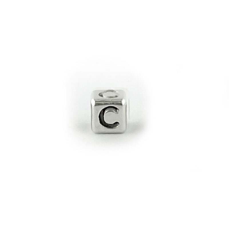 Metal Letter cube bead Letter C