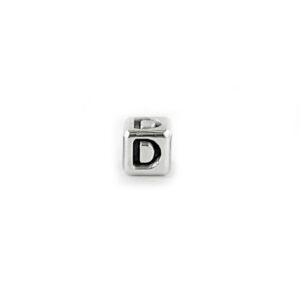Metal Letter cube bead D