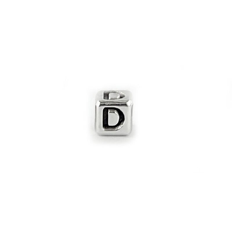 Metal Letter cube bead D