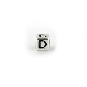 Metal Letter cube bead letter D