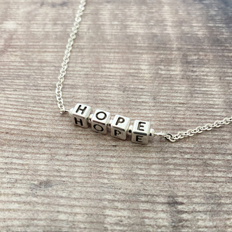 Metal Letter cube bead Jewellery inspiration - HOPE on silver plated chain t create a necklace