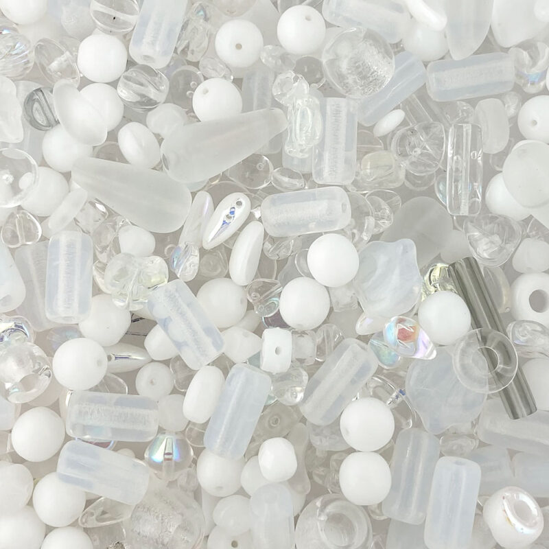 White Czech Glass bead mix