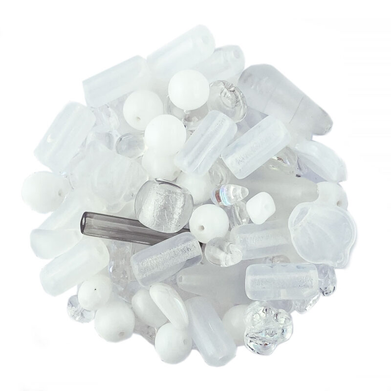 Czech Glass white Beads Mix