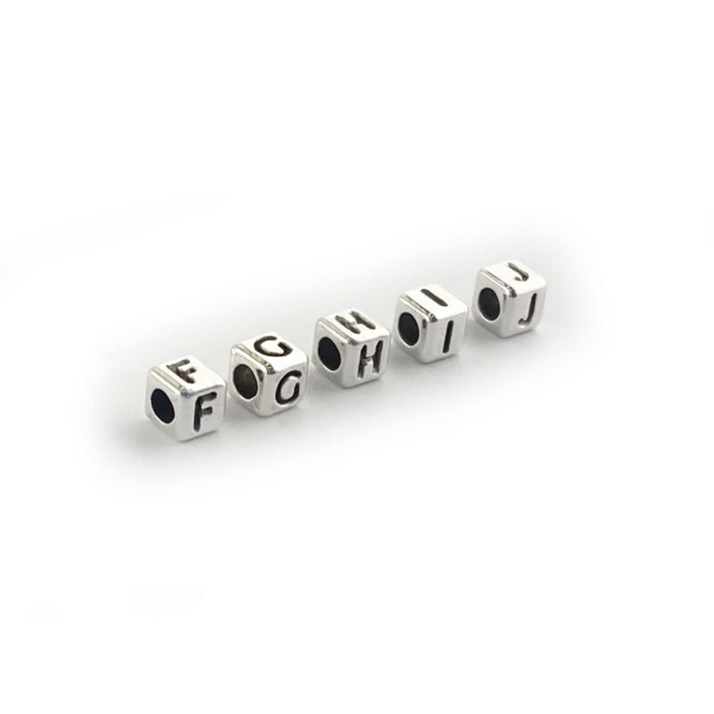 Metal Letter cube bead F - J
