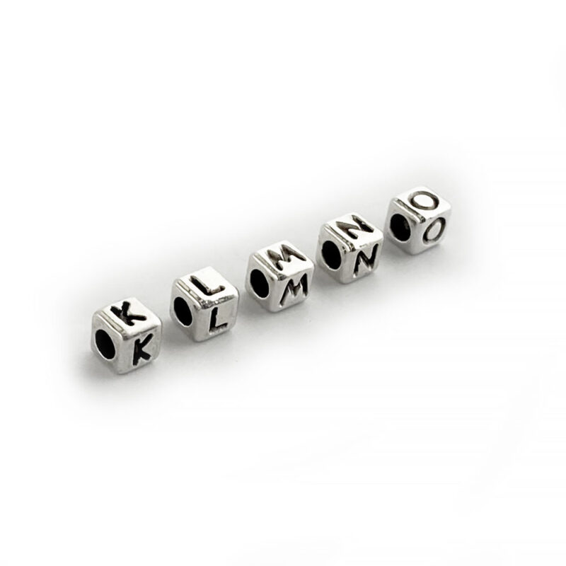 Metal Letter cube bead K - O