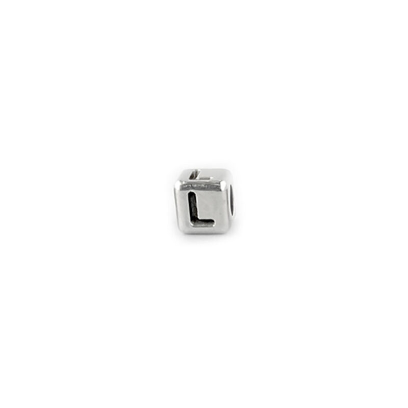 Metal Letter cube bead L