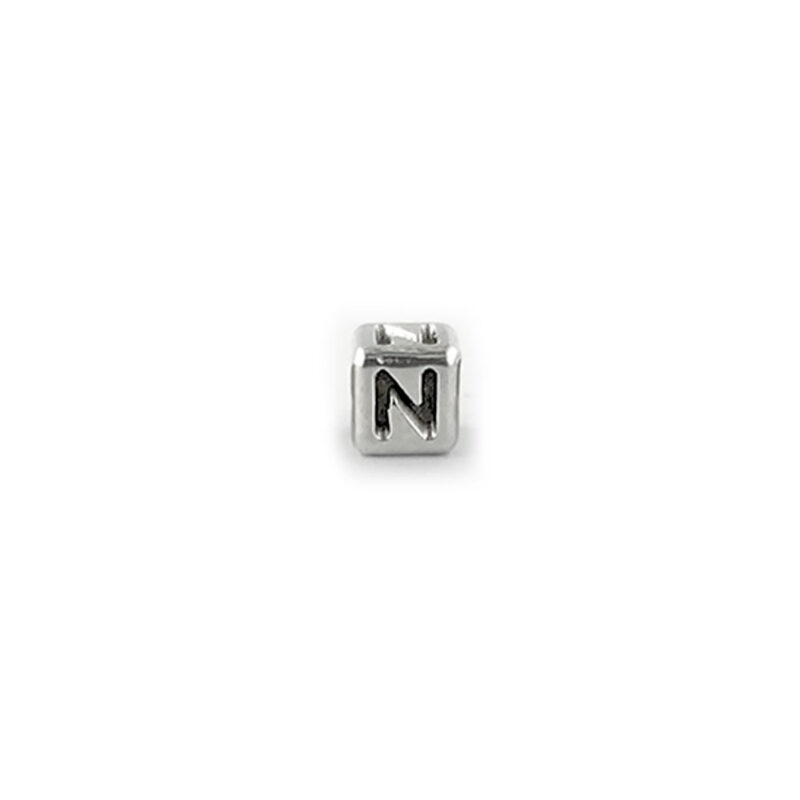 Metal Letter cube bead N