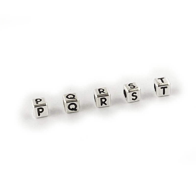 Metal Letter cube beads P - T