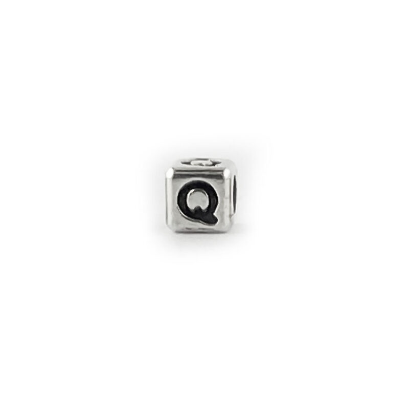 Metal Letter cube bead Q