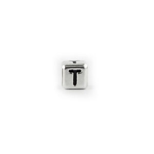 Metal Letter cube bead T