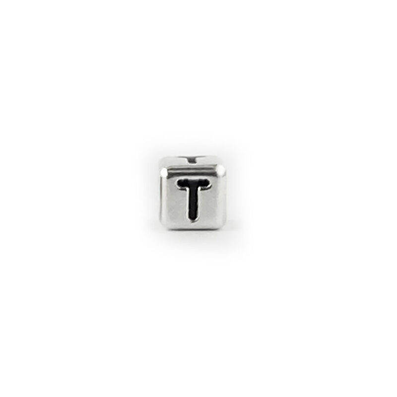 Metal Letter cube bead T