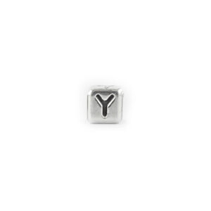 Metal Letter cube bead Y