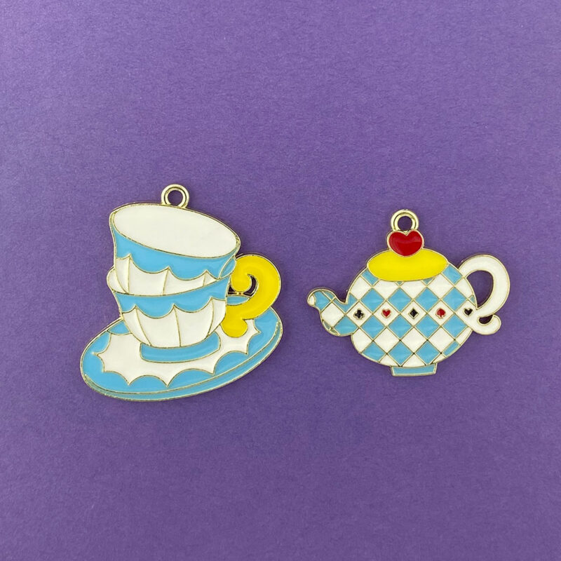 enamelled teacup and teapot charm