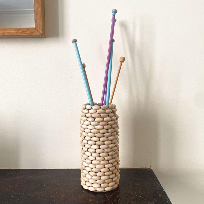 Make your own upcycled bead covered pots - oval wooden beads