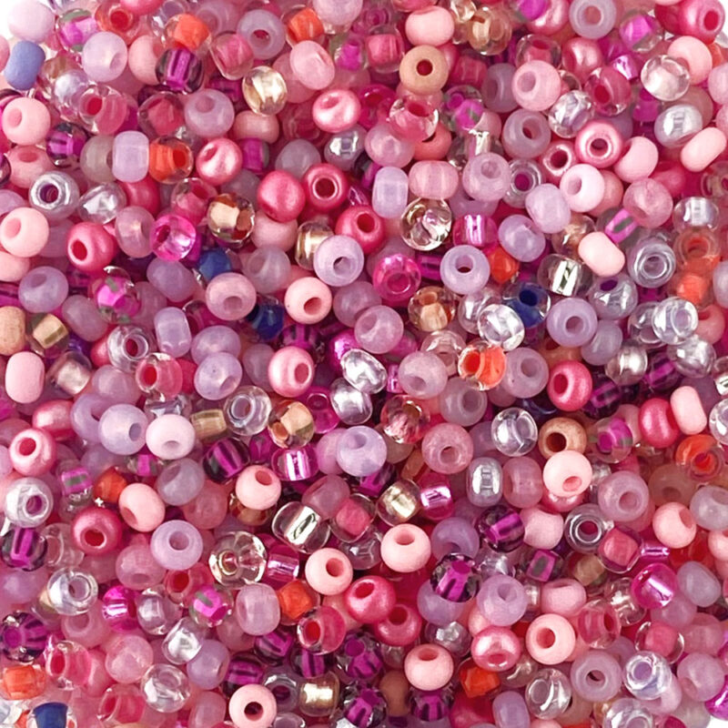 Size 8 Preciosa Mixed Pink Seed Beads